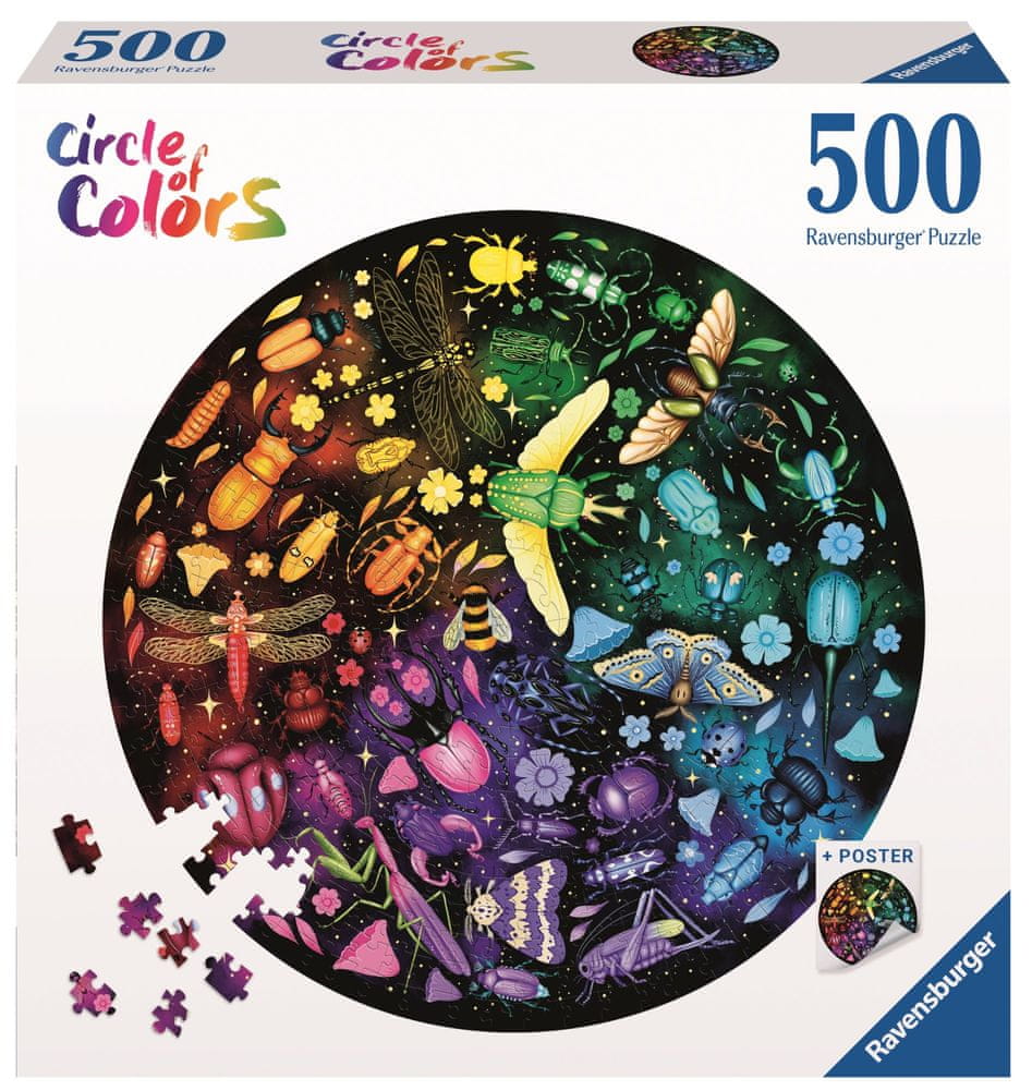 Ravensburger Okrúhle puzzle Kruh farieb: Svet hmyzu 500 dielikov